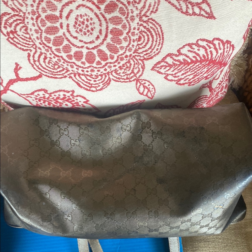 Gucci Black GG Monogram Tote Bag with Leather Trim - Picture 8 of 16